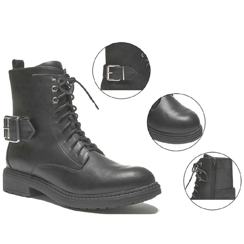 1 LEFT! Classic Matte Punk Rock Combat Booties - Picture 3 of 6